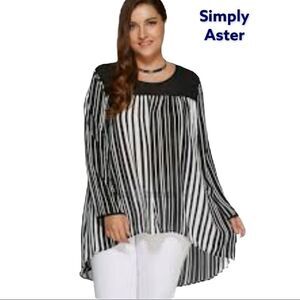 Simply Aster navy/ white striped top! Actual top has short sleeves new